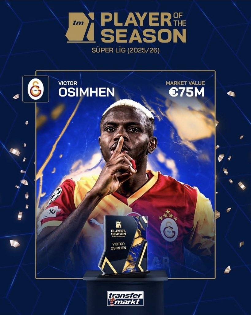 Nigerian football star Victor Osimhen wins TransferMarkt's player of the Season in Turkey