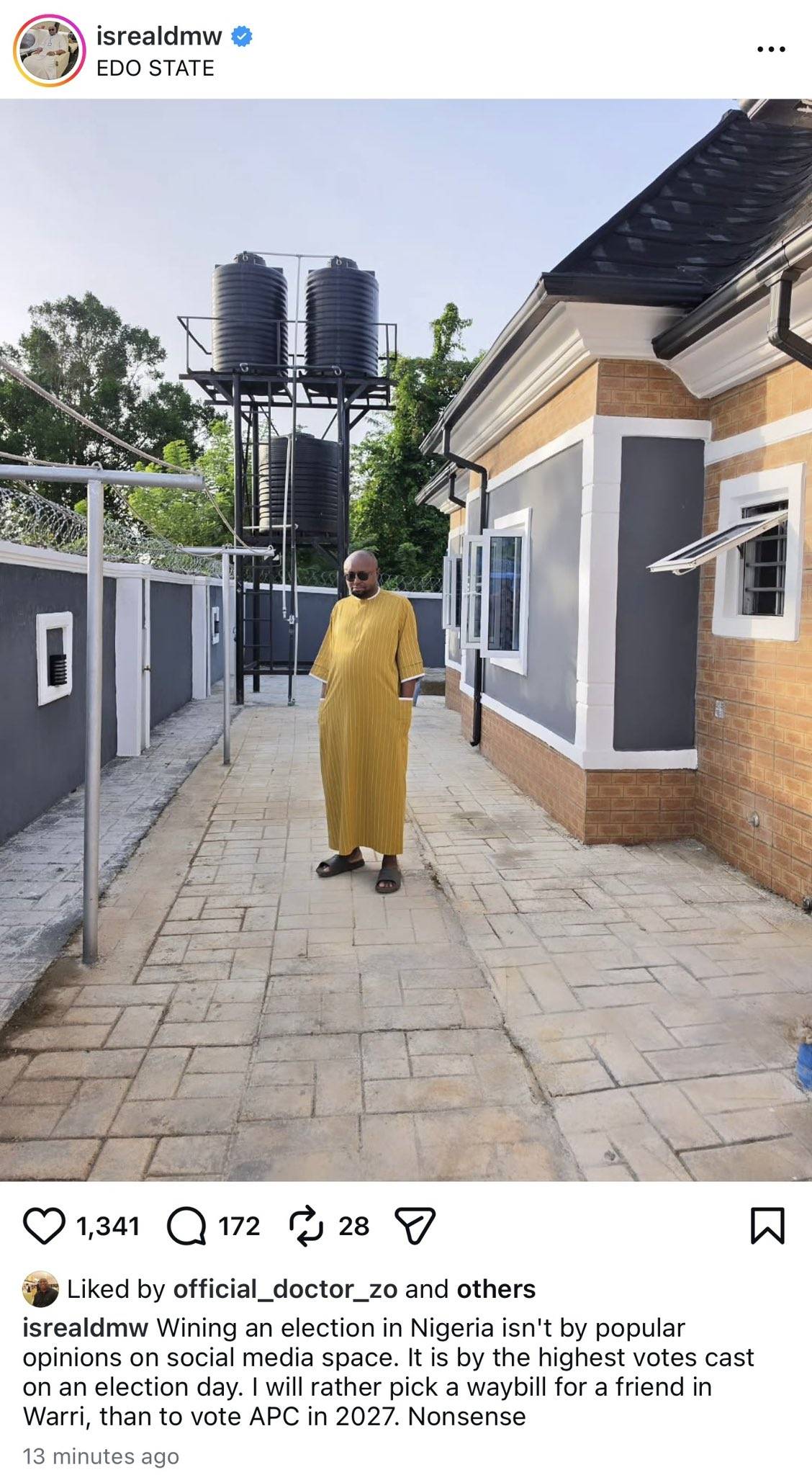 “Wining an election in Nigeria isn't by popular opinions on social media space. It is by the highest...