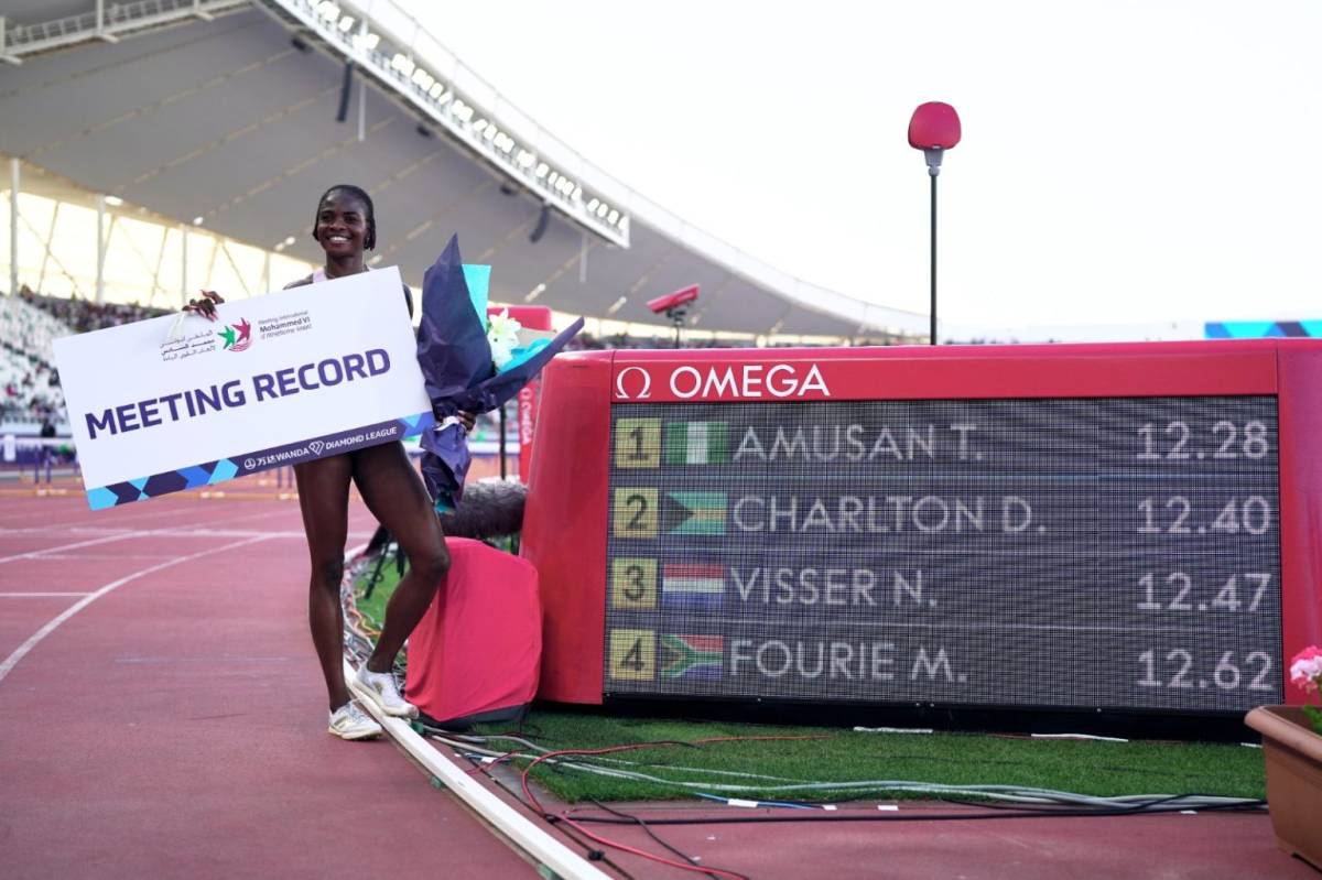 Nigerian 🇳🇬 sprinter, Tobi Amusan wins women’s 100m hurdles final at the Rabat Diamond League meetin...
