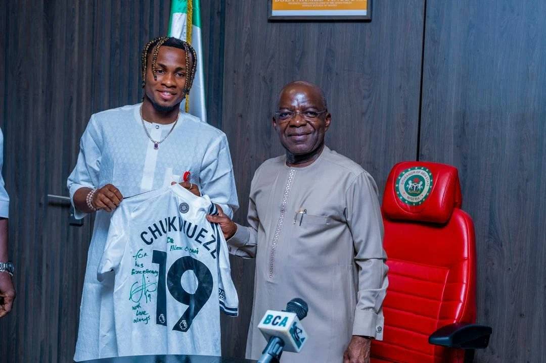 Abia State Governor, Alex Otti, on Sunday hosted Super Eagles winger and Abia-born international foo...