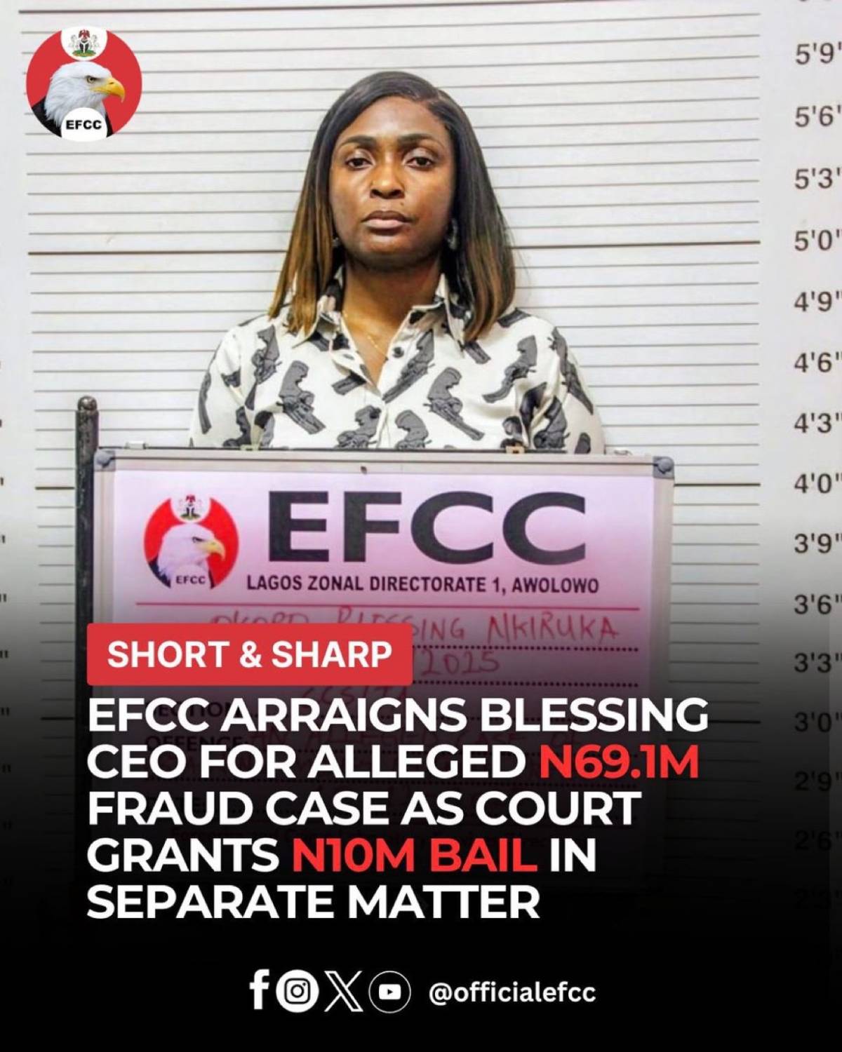 The EFCC Arraigns Okoro Blessing Nkiruka aka Blessing CEO for Alleged N69.1m Fraud Case as Court Gra...