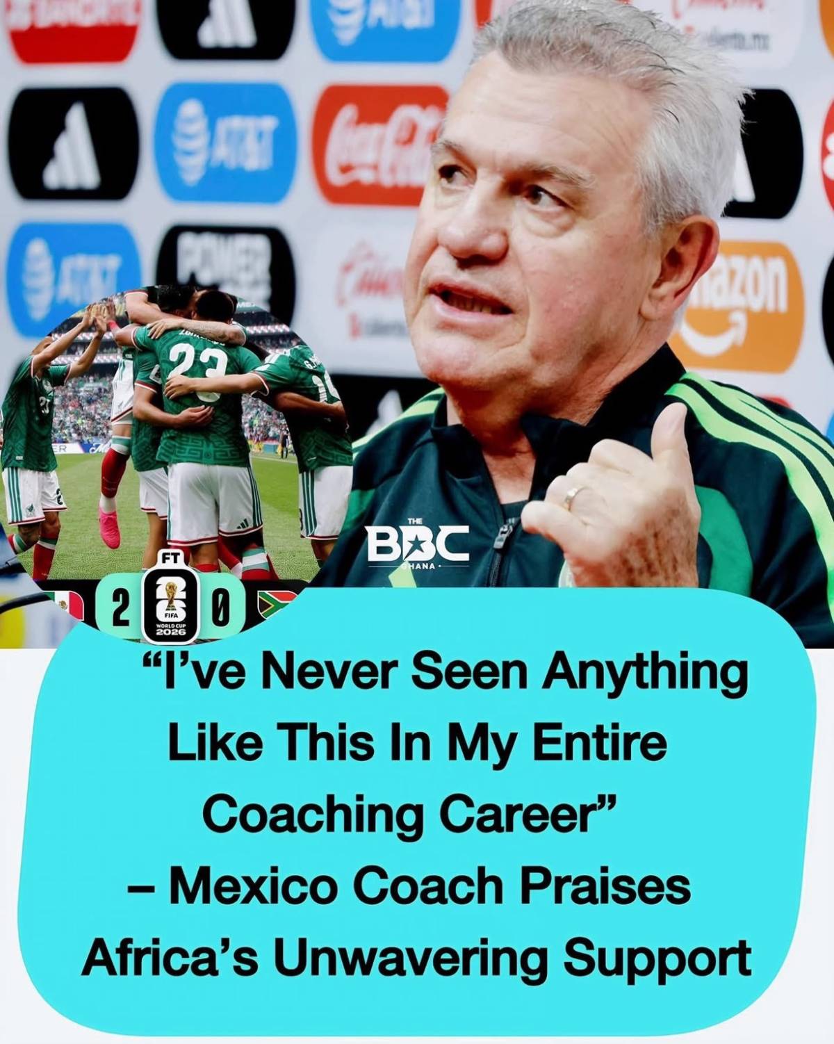 Mexico head coach Javier Aguirre explicitly thanked African football fans for their overwhelming and...