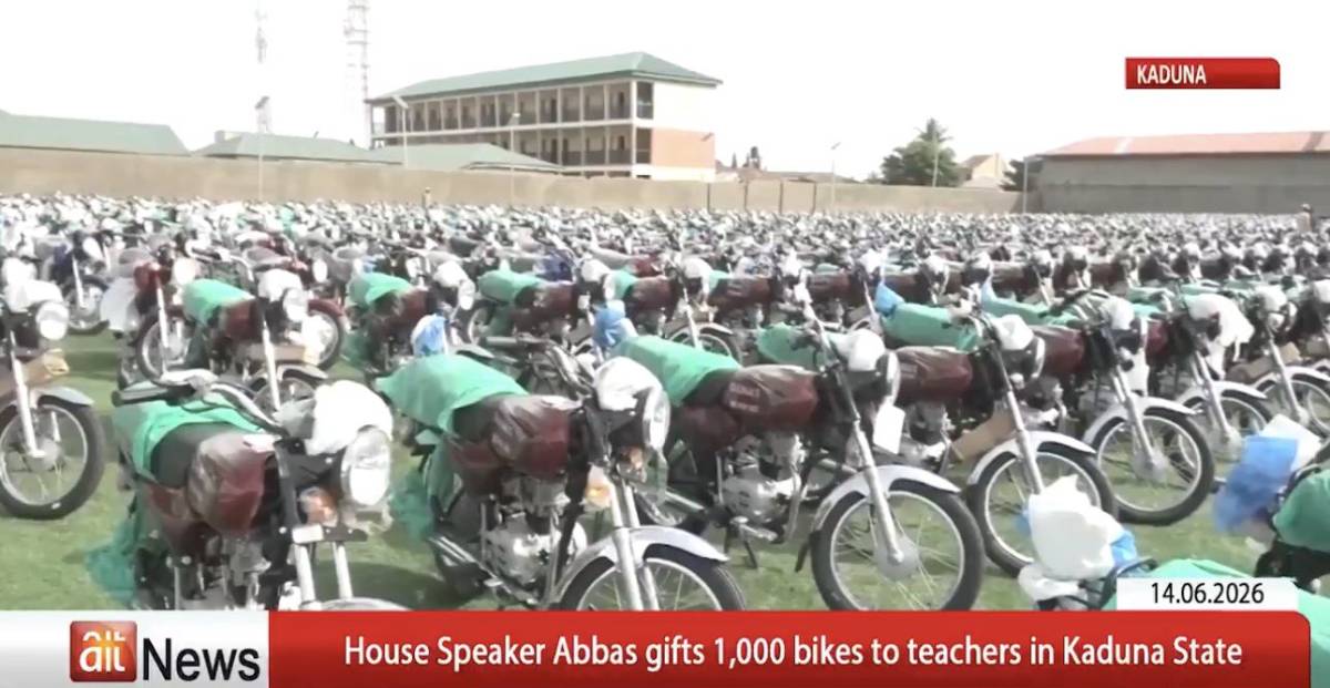 The Speaker House of Representatives Abbas Tajudeen gifts 1,000 motorcycles to teachers in Kaduna St...