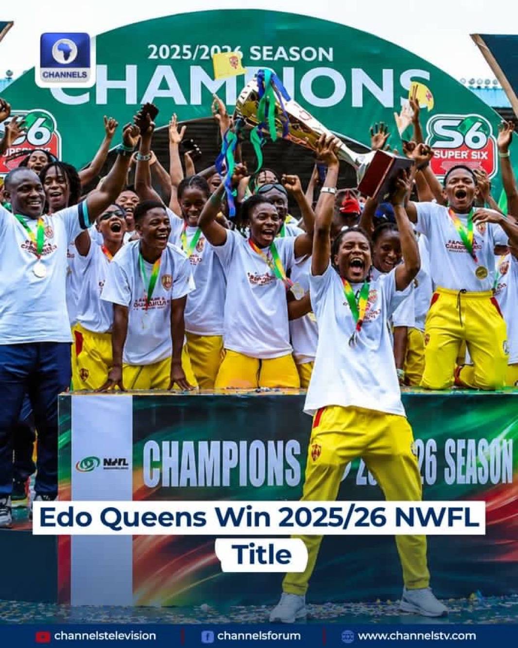 Edo Queens have been crowned champions of the Nigeria Women’s Football League (NWFL) for the 2025/26...