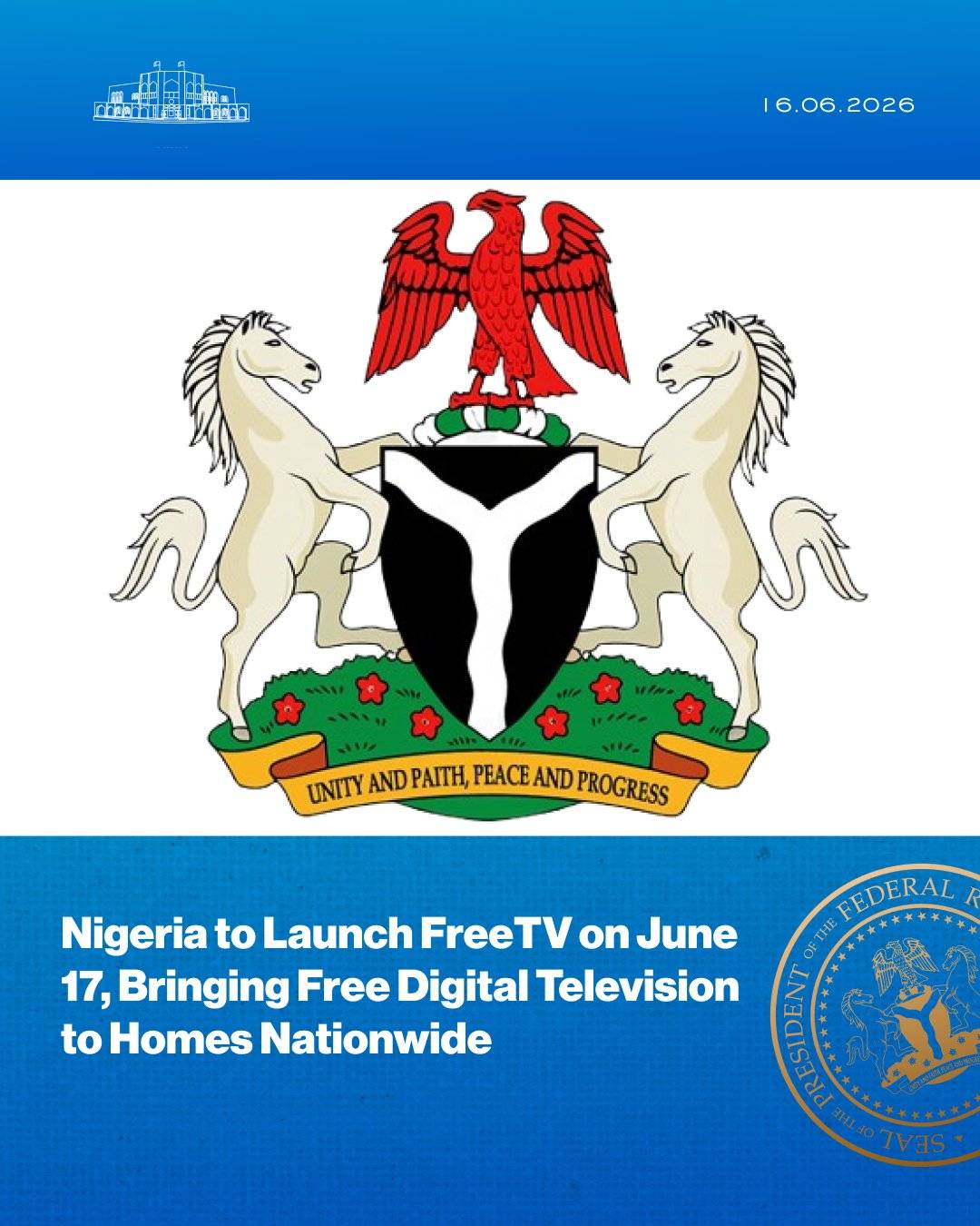 Nigeria to Launch Free TV today June 17, 2026. A national digital television platform that will give...