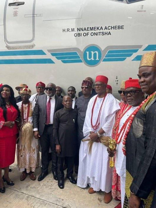 United Nigeria Airlines names its newly acquired Boeing 737-800 after the Obi of Onitsha, Igwe Nnaem...
