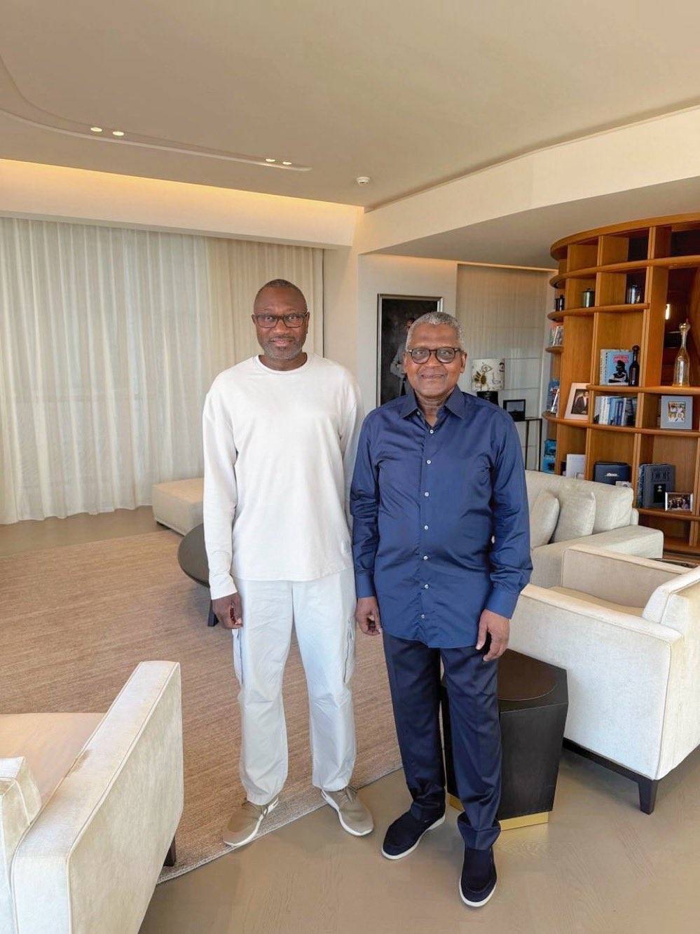 Billionaire Femi Otedola calls his bestie Aliko Dangote the $200 billion man as they chill together...