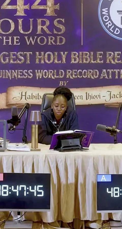 Habibat Salawudeen has completed 144-hour Bible reading Guinness World Record attempt