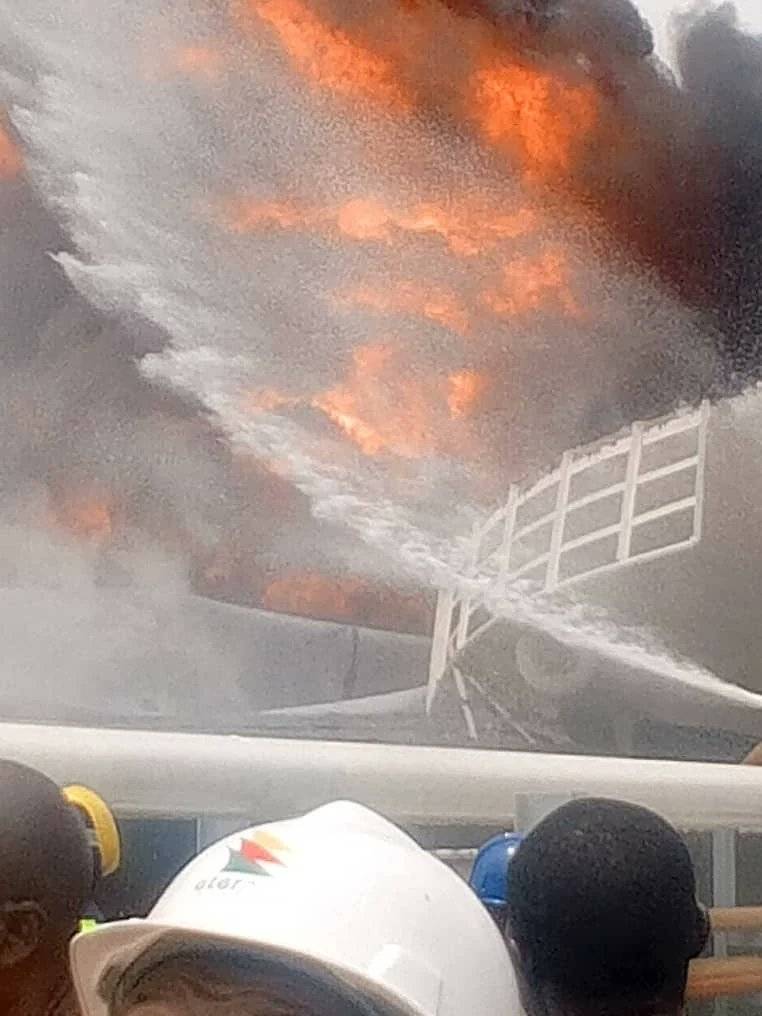 The Lagos State Fire and Rescue Service is currently battling a fire outbreak at the Bono Energy Ter...