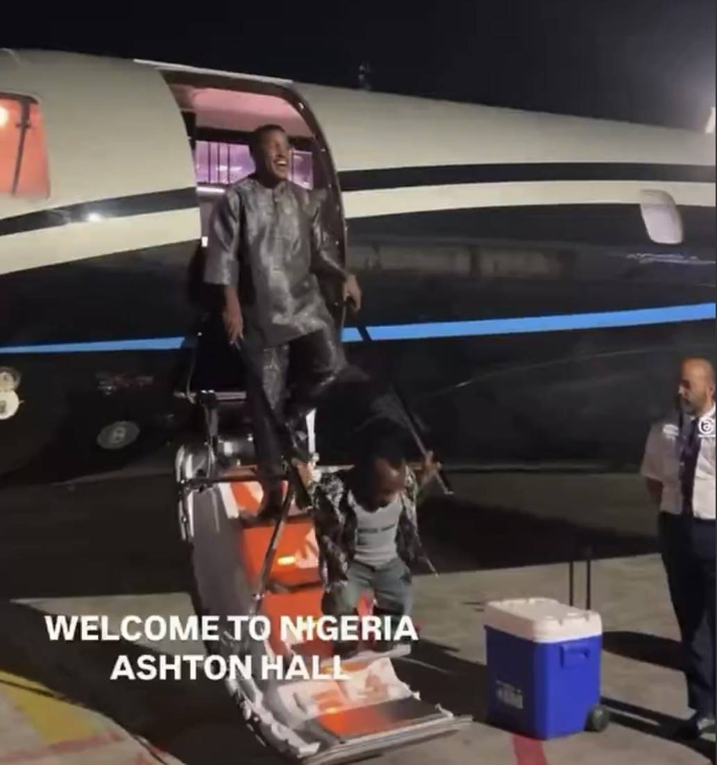 American fitness influencer Ashton Hall lands in Nigeria 🇳🇬