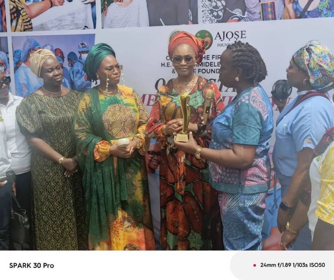 The wife of the Ogun State Governor, Bamidele Abiodun today at the Olabisi Onabanjo University Teach...