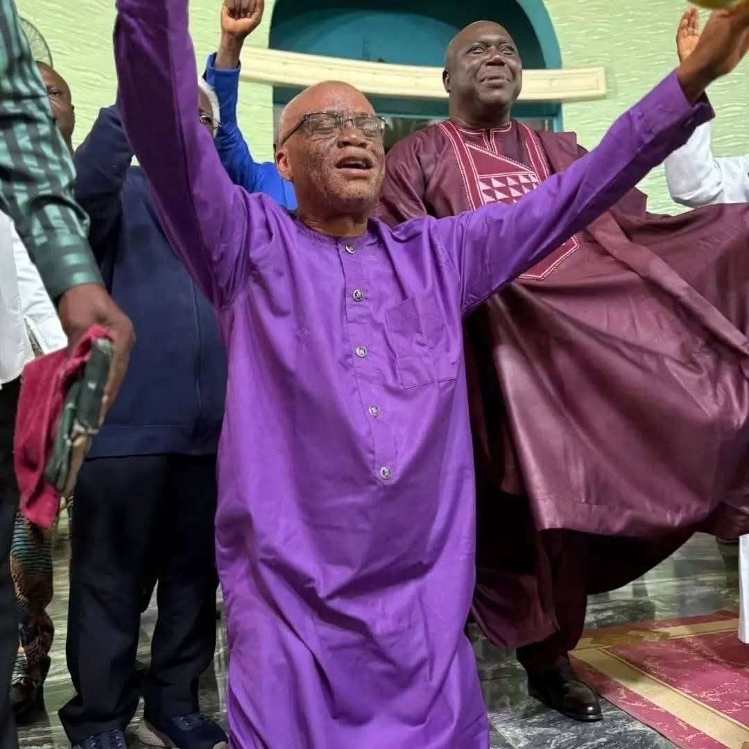 Professor Wole Alamu, husband of Mrs. Rachel Alamu, could not hide his joy as he joined family membe...
