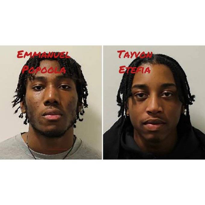 Emmanuel Popoola, 18, and Tayvon Etefia, 18, were convicted at the Old Bailey of murdering Keanu Har...