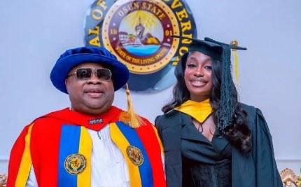 The Adeleke family celebrates Adeleke Josephine, for graduating from the Department of Mass Communic...