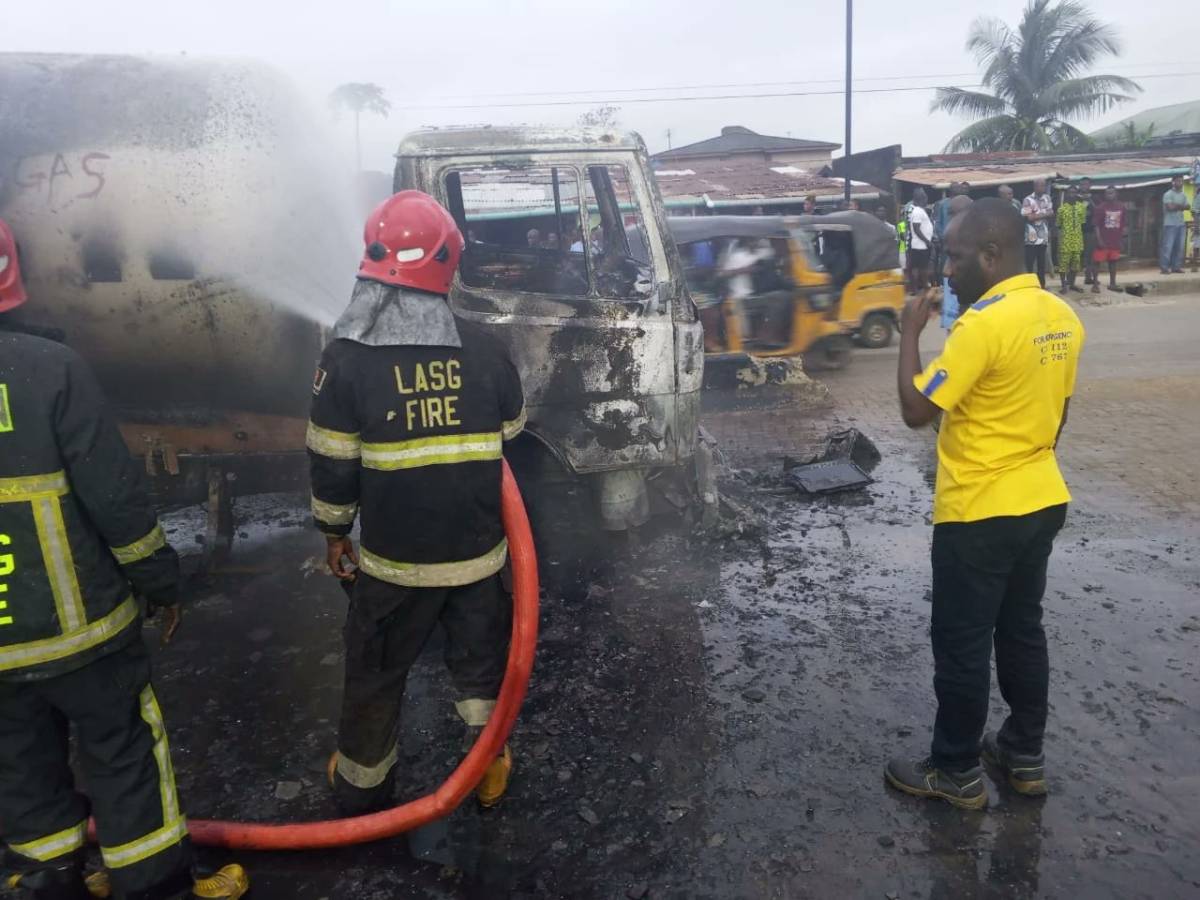 Disaster was averted in the early hours of Today after a gas-laden tanker caught fire along Abaranje...