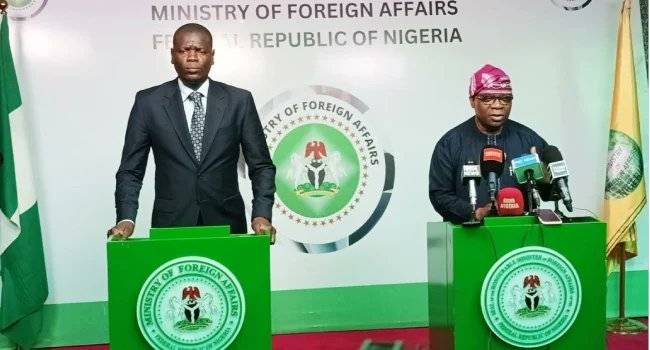 Minister of State for Foreign Affairs, Sola Enikanolaiye, is currently holding talks with South Afri...