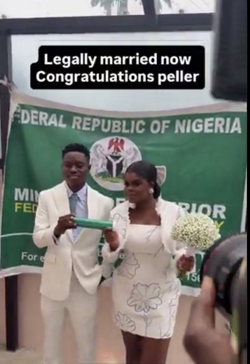 TikTokers Peller and Jarvis are now officially married legally π₯Ήβ€οΈ.
Congratulations ππΎππ