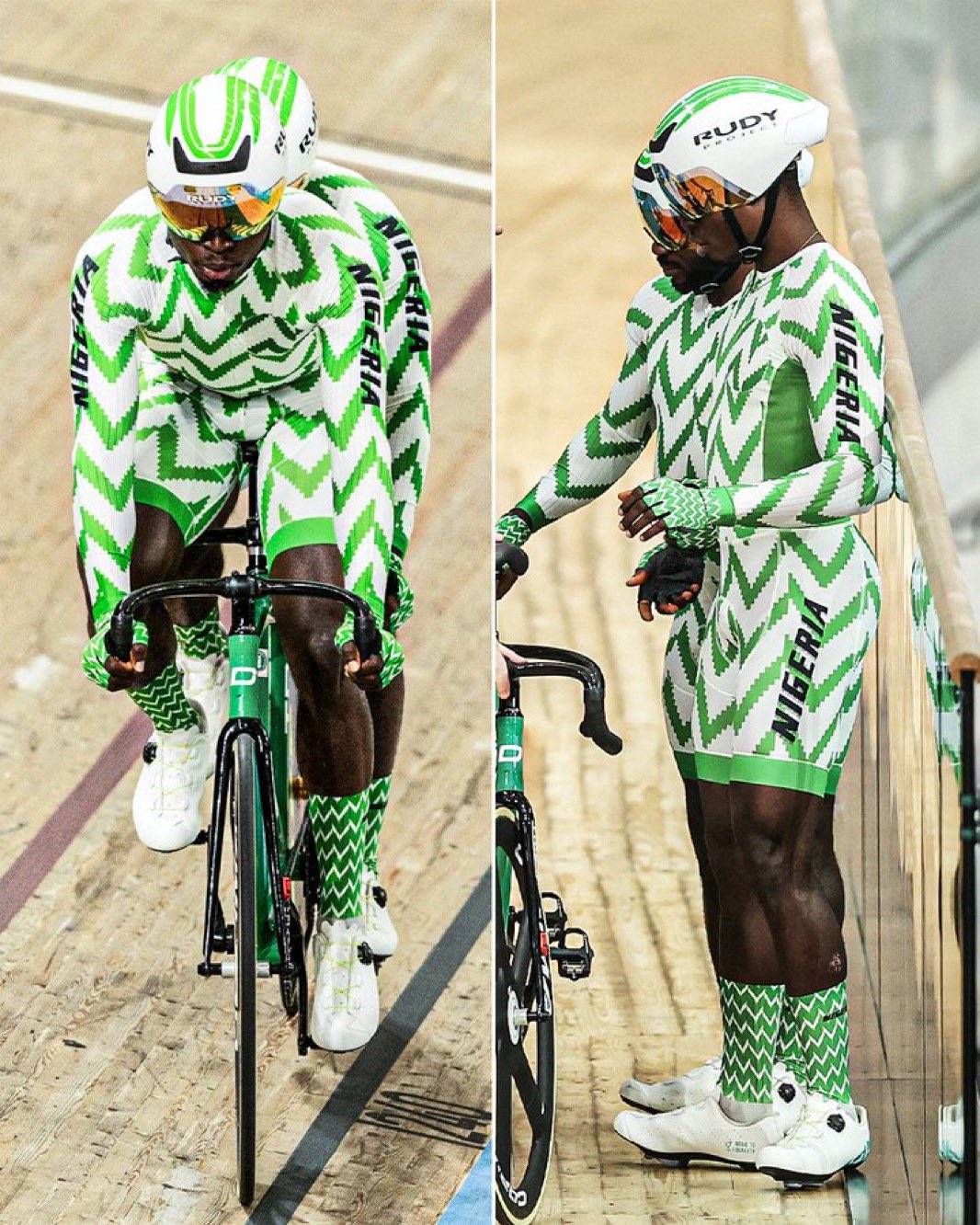 Check out Team Nigeria's ๐ณ๐ฌ track cycling gear at the 2026 Commonwealth Games.
Looking really good...