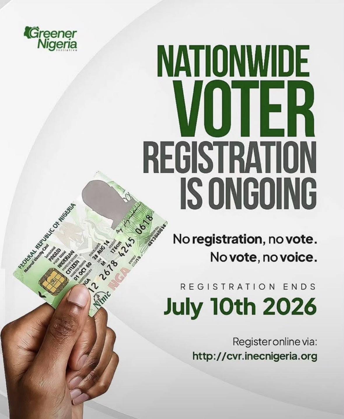 Please go and register to vote and collect your PVC
