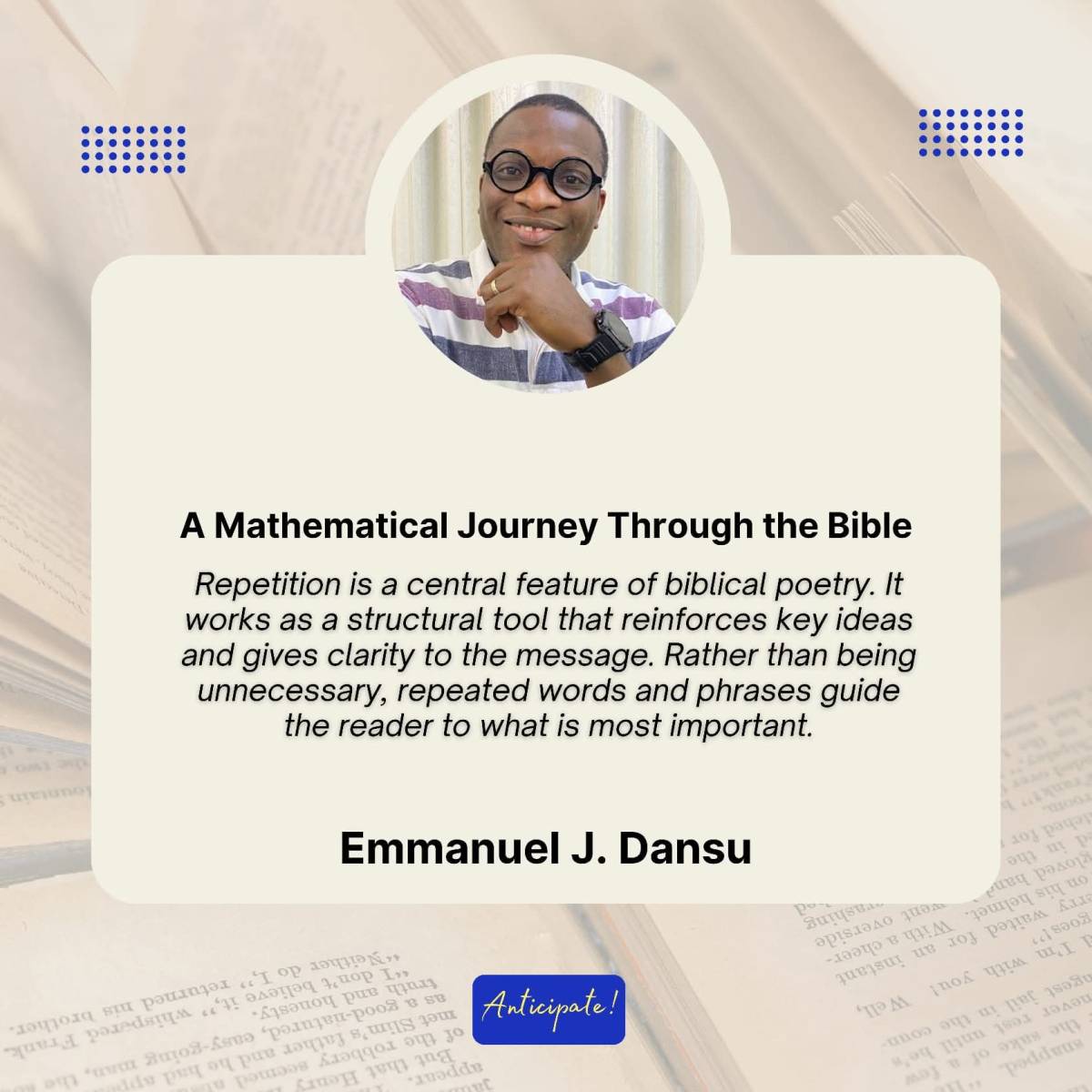 Repetition is a central feature of biblical poetry. It works as a structural tool that reinforces ke...