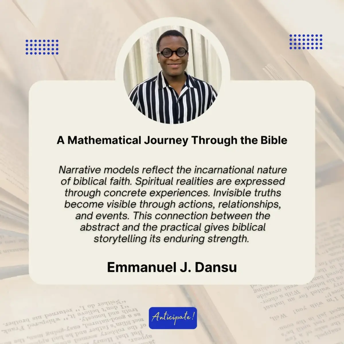 Narrative models reflect the incarnational nature of biblical faith. Spiritual realities are express...