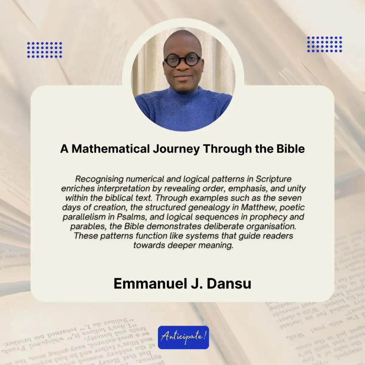 Recognising numerical and logical patterns in Scripture enriches interpretation by revealing order,...