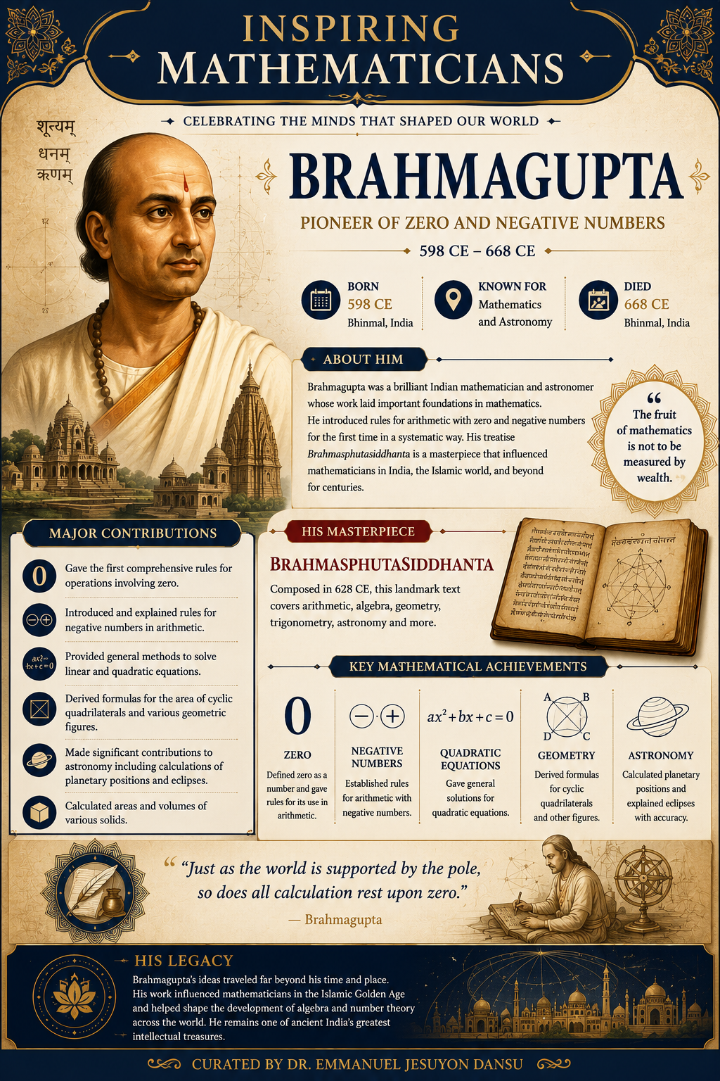 Inspiring Mathematicians 17: Brahmagupta
Brahmagupta was an Indian mathematician and astronomer who...