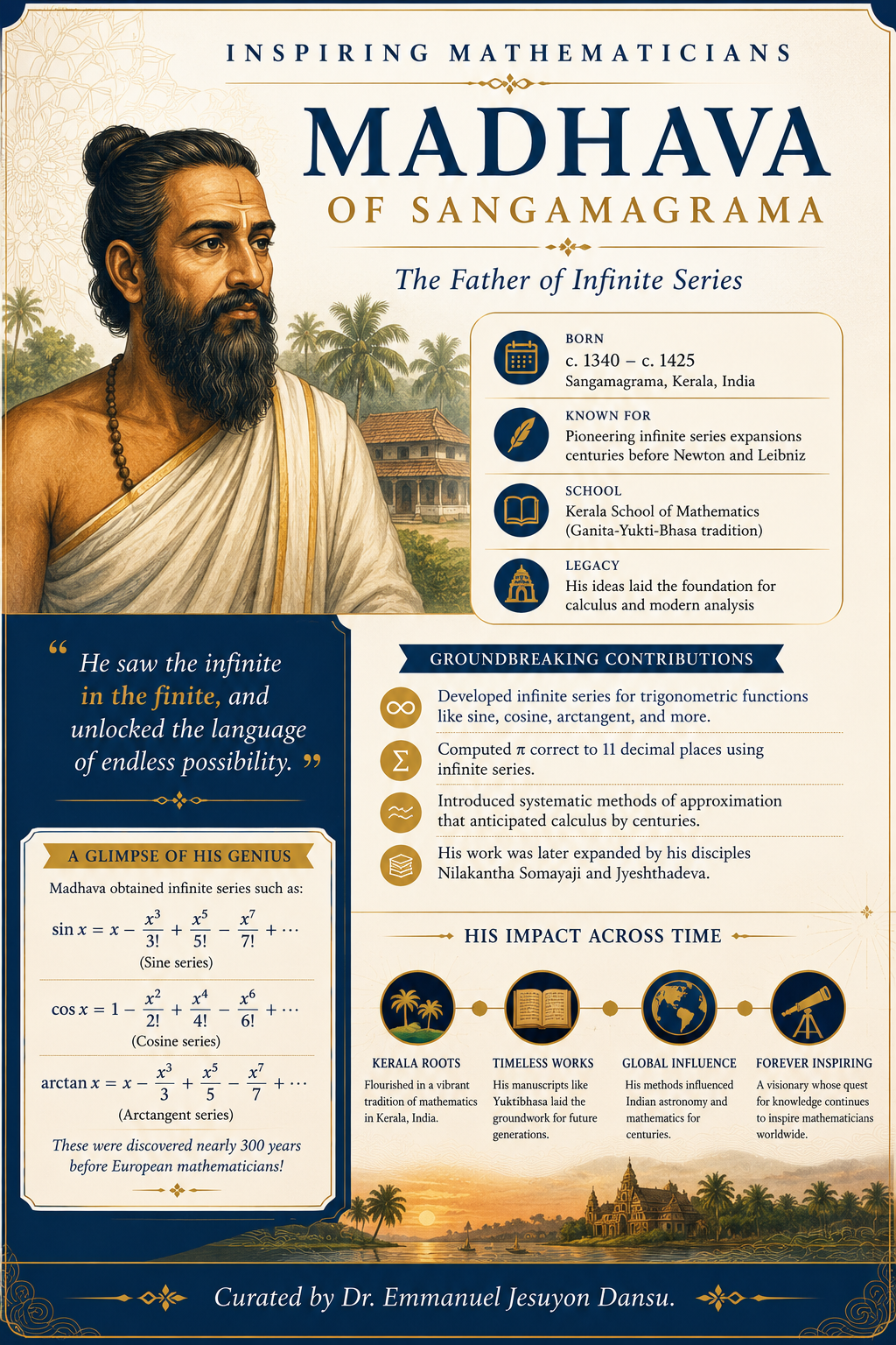 Inspiring Mathematicians 30: Madhava of Sangamagrama
Madhava of Sangamagrama (c. 1340–c. 1425) was...