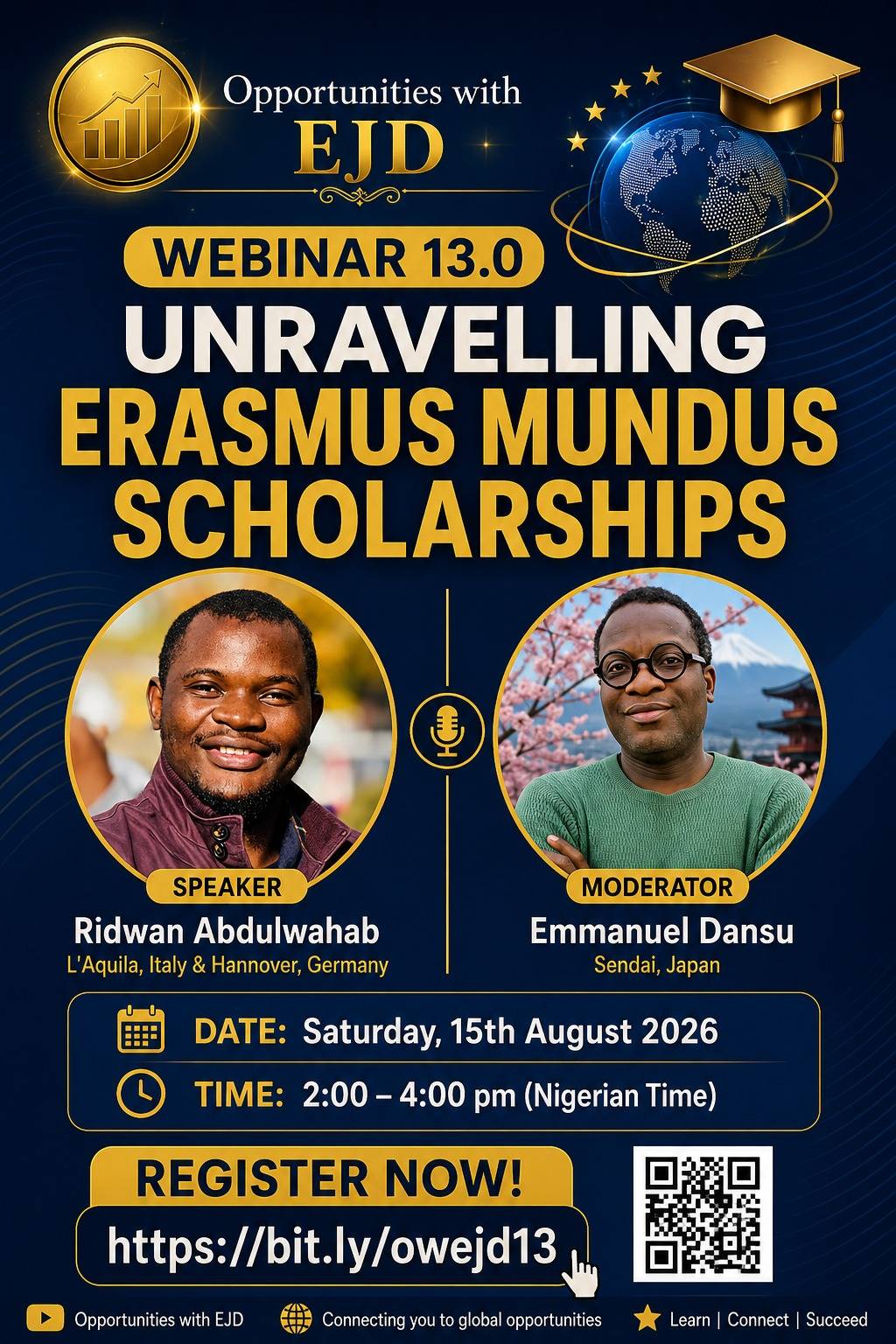 Join Ridwan Abdulwahab and me for an enlightening session on Erasmus Mundus scholarships.
Registrat...