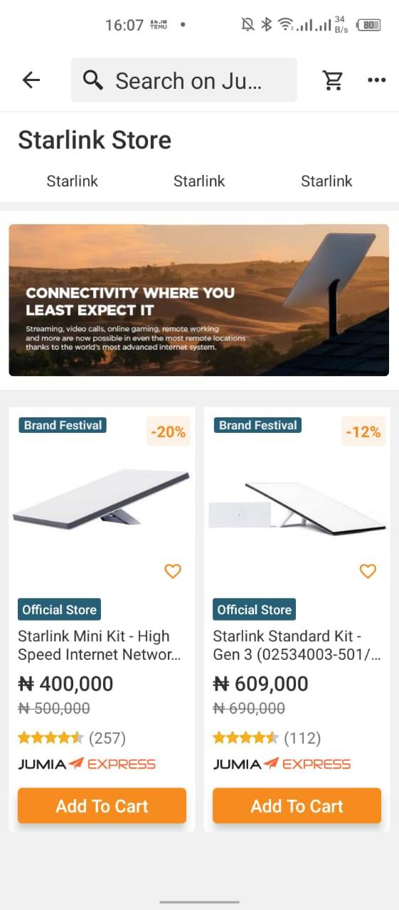 What is the retail price for starlink, please?