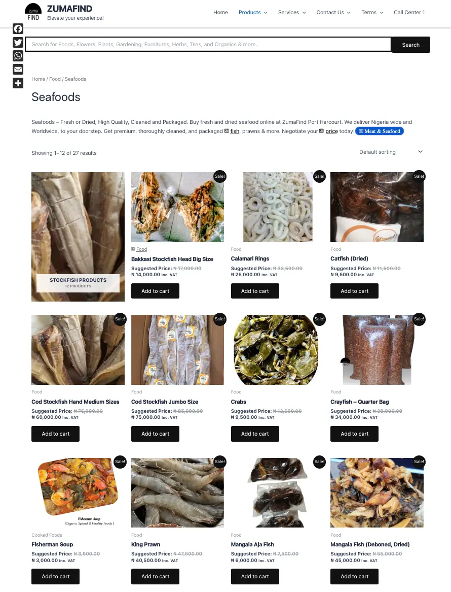 Zumafind ๐ฆ๐ฆ๐๐ฅ๐ฆ๐ฃ Seafoods Products
Seafoods โ Fresh or Dried, High Quality, Cleaned and Package...