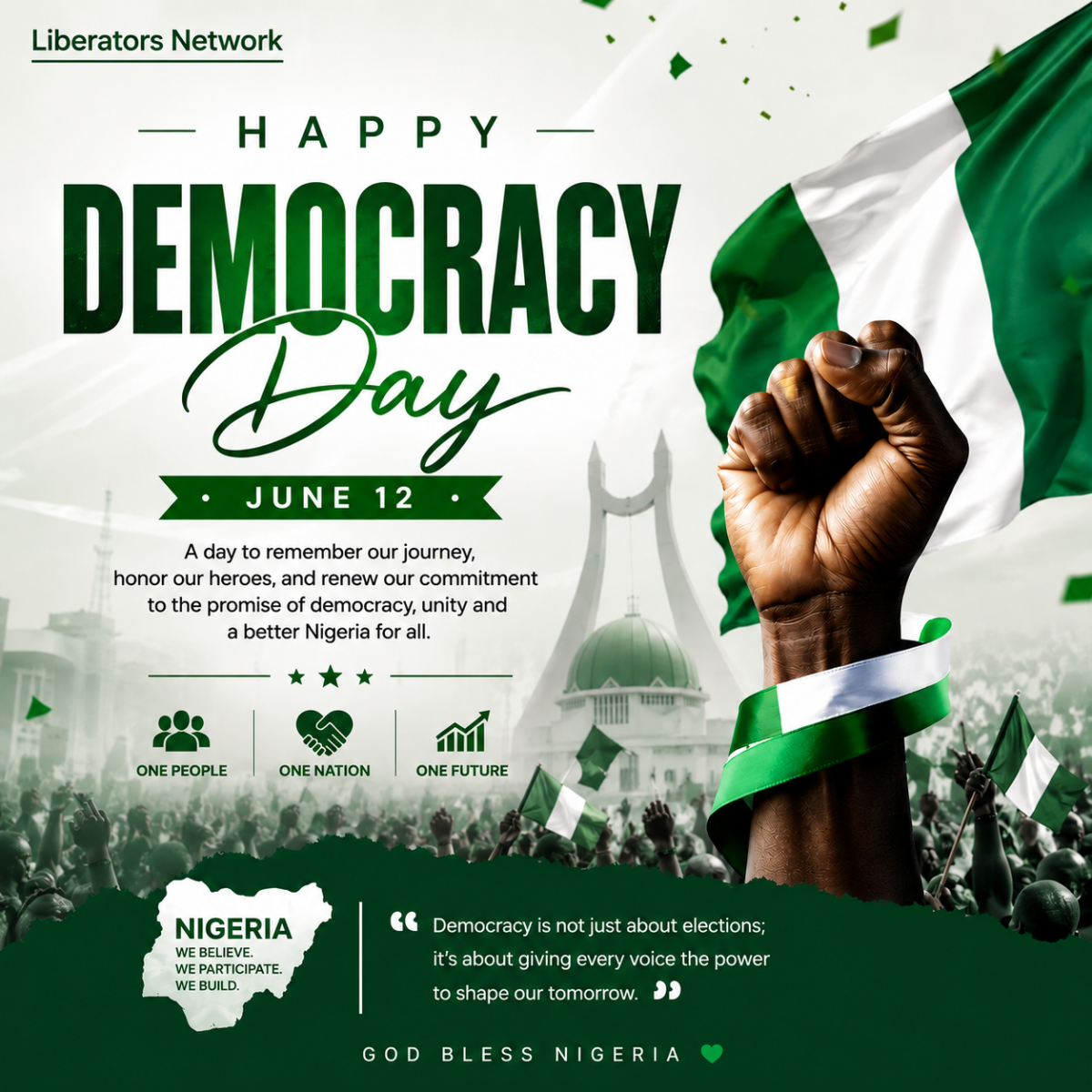 π³π¬ Happy Democracy Day, Nigeria!
Today, we celebrate the resilience of our people, the courage of t...