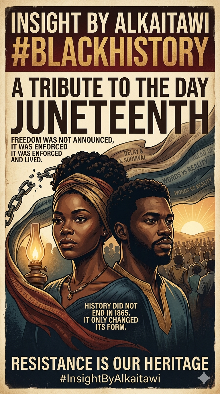 Insight by Alkaitawi

#Blackhistory

A Tribute to the Day
Juneteenth is not a clean story of celebra...