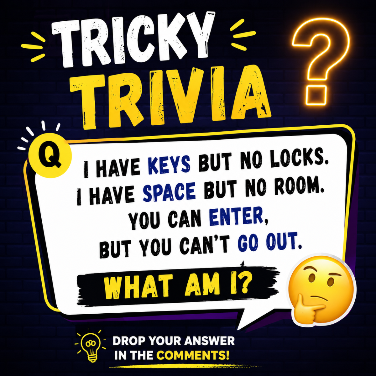🧠 TRICKY TRIVIA TIME! 🤔
Think you’re good at solving riddles? Let’s find out! 👀
Read the questi...