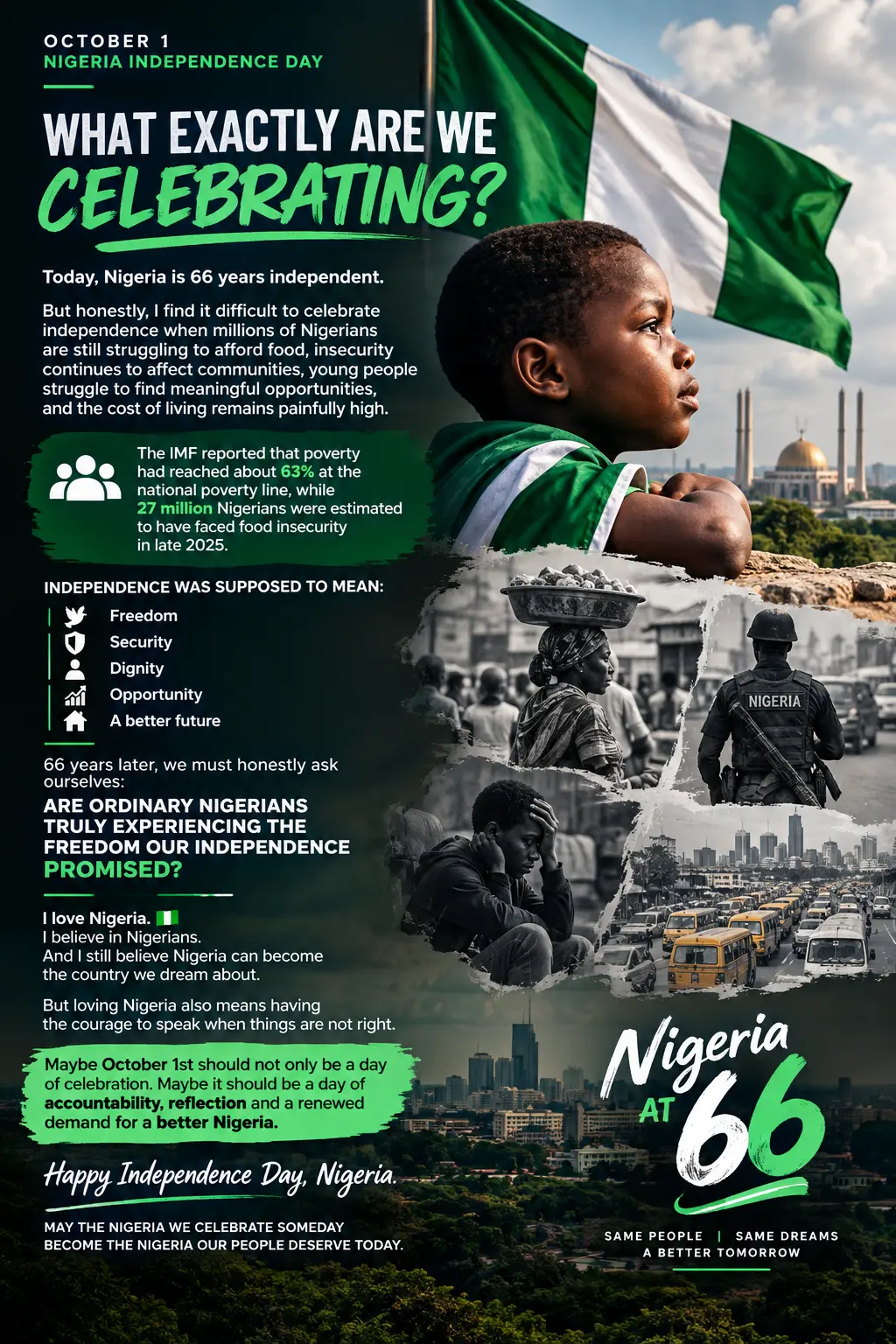 π³π¬ NIGERIA INDEPENDENCE DAY β WHAT EXACTLY ARE WE CELEBRATING?
Today, Nigeria is 66 years independe...