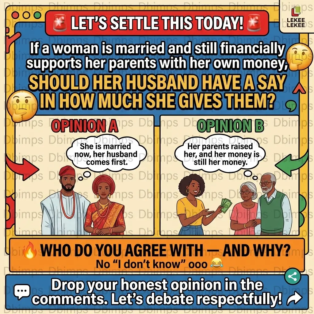 🚨 LET’S SETTLE THIS TODAY! 🚨
If a woman is married and still financially supports her parents wit...
