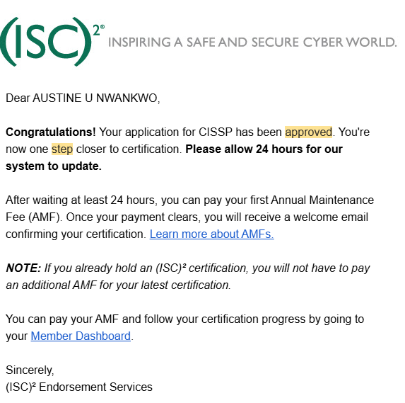 Five years ago today, I received an email from ISC2 that marked a significant milestone in my cybers...