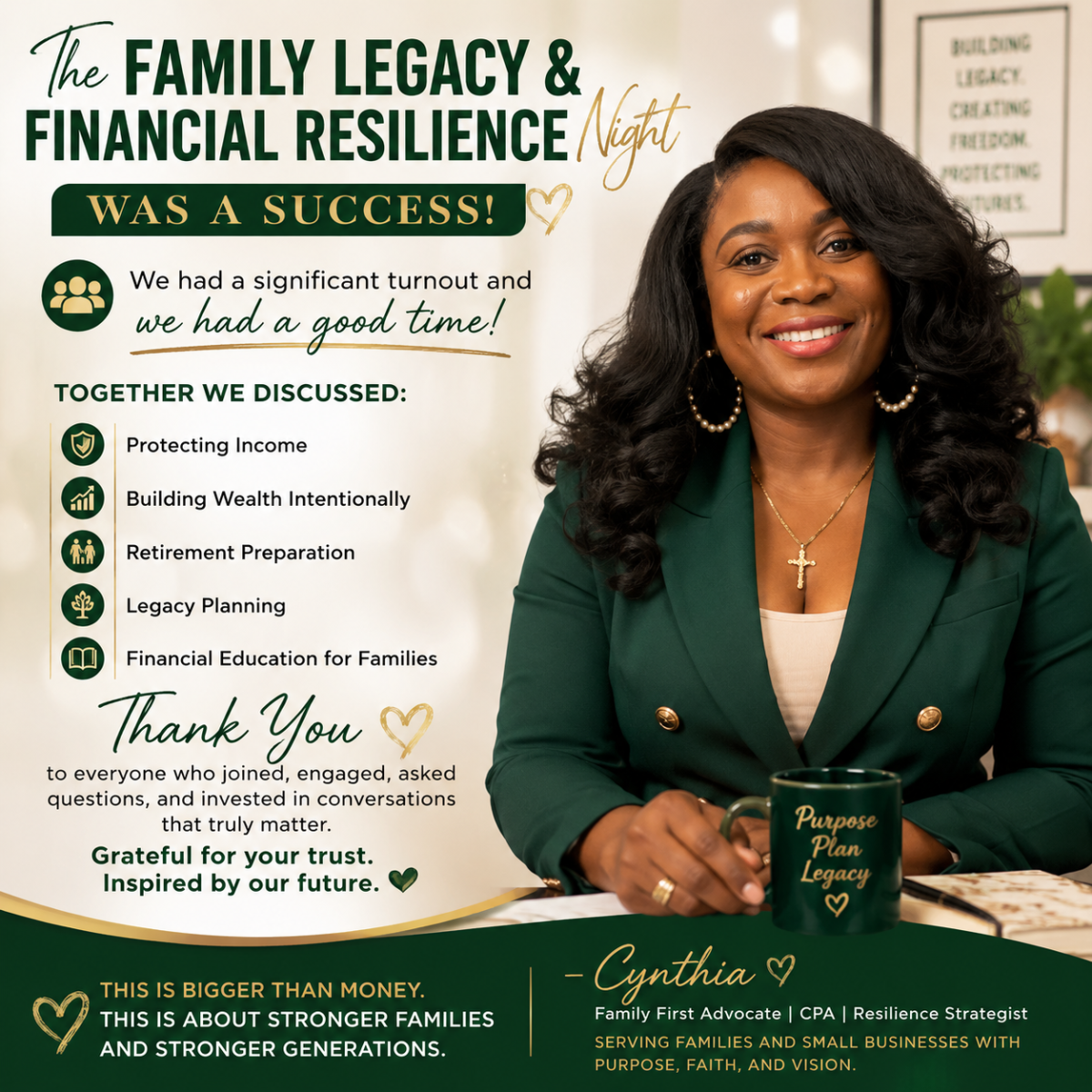 Family Legacy & Financial Resilience Night was more than an event — it was a room filled with purpos...