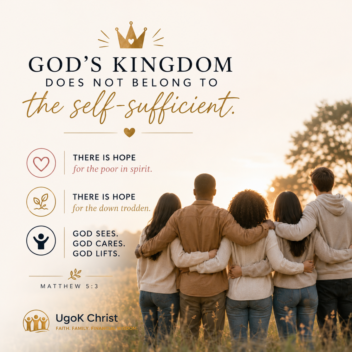 🤍 A thought from my devotion this morning…
God’s Kingdom does not belong to the self-sufficient....
