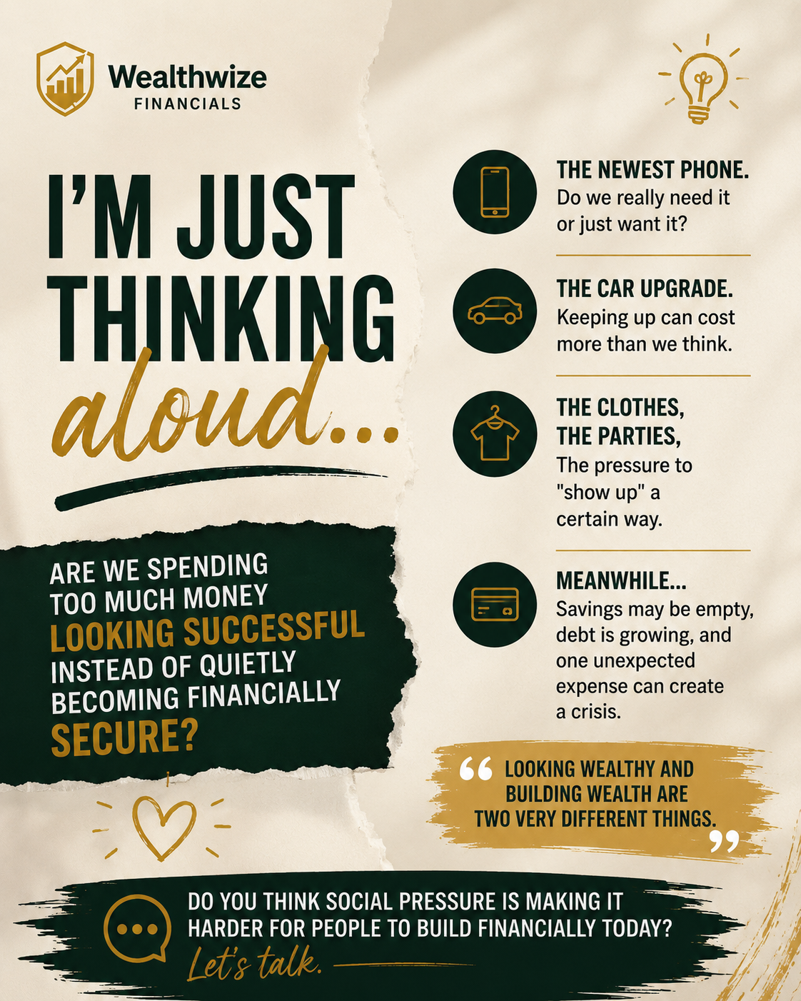 I’m just thinking aloud… 🤔
Are we spending too much money looking successful instead of quietly be...