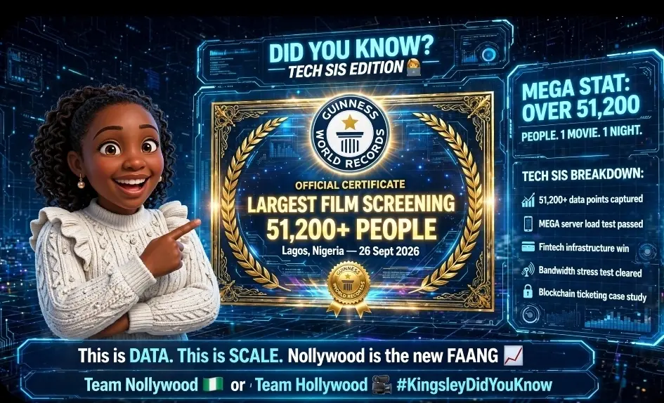 π‘ DID YOU KNOW? βπ©πΎβπ»
Last night, Nollywood broke the GUINNESS WORLD RECORDSβ’ for the largest f...