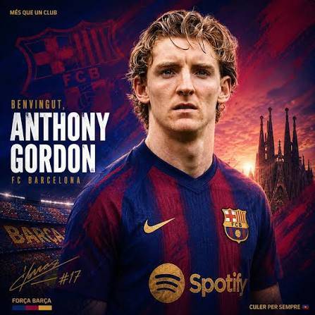 Barcelona are set to sign Newcastle number 10 Anthony Gordon for a fee worth 80 million euros €