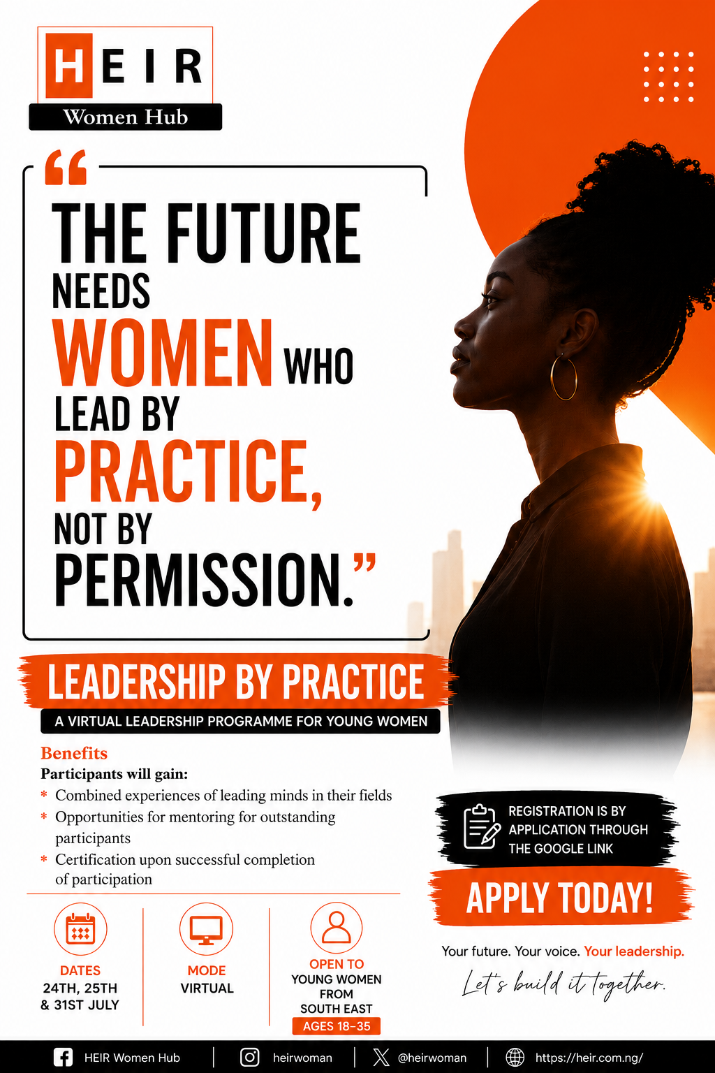 Lead. Learn. Inspire.
The future belongs to women who choose action over hesitation.
Leadership by...