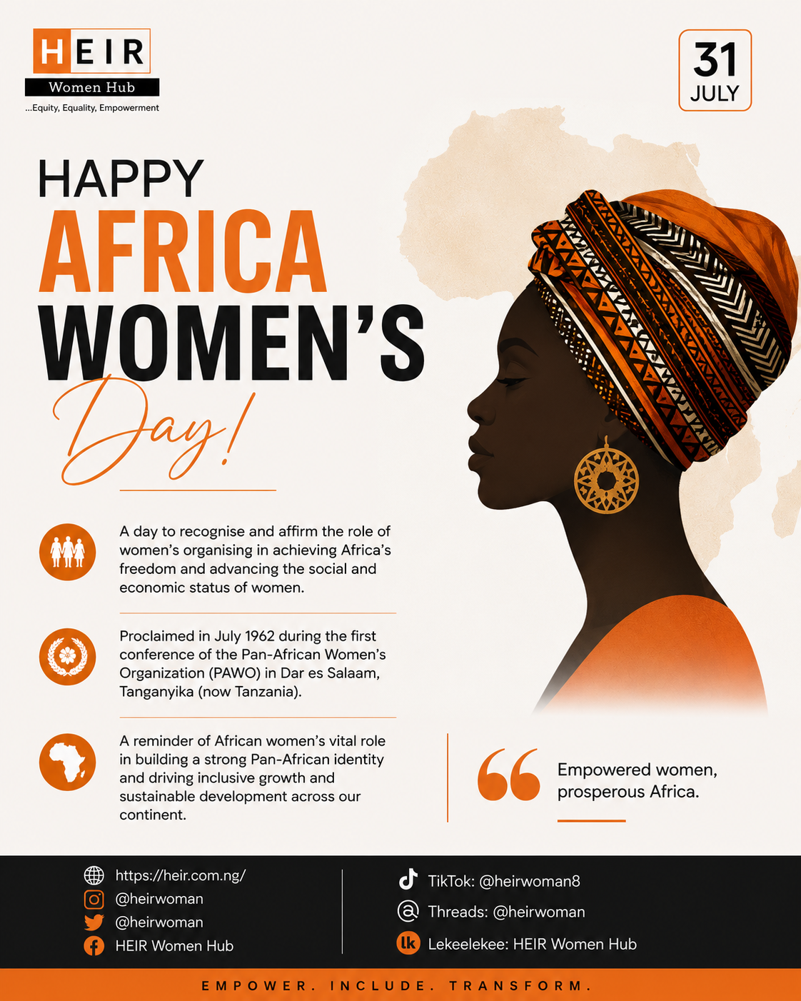 Happy Africa Women’s Day! 🌍
Today, we celebrate the strength, leadership, and contributions of Afr...