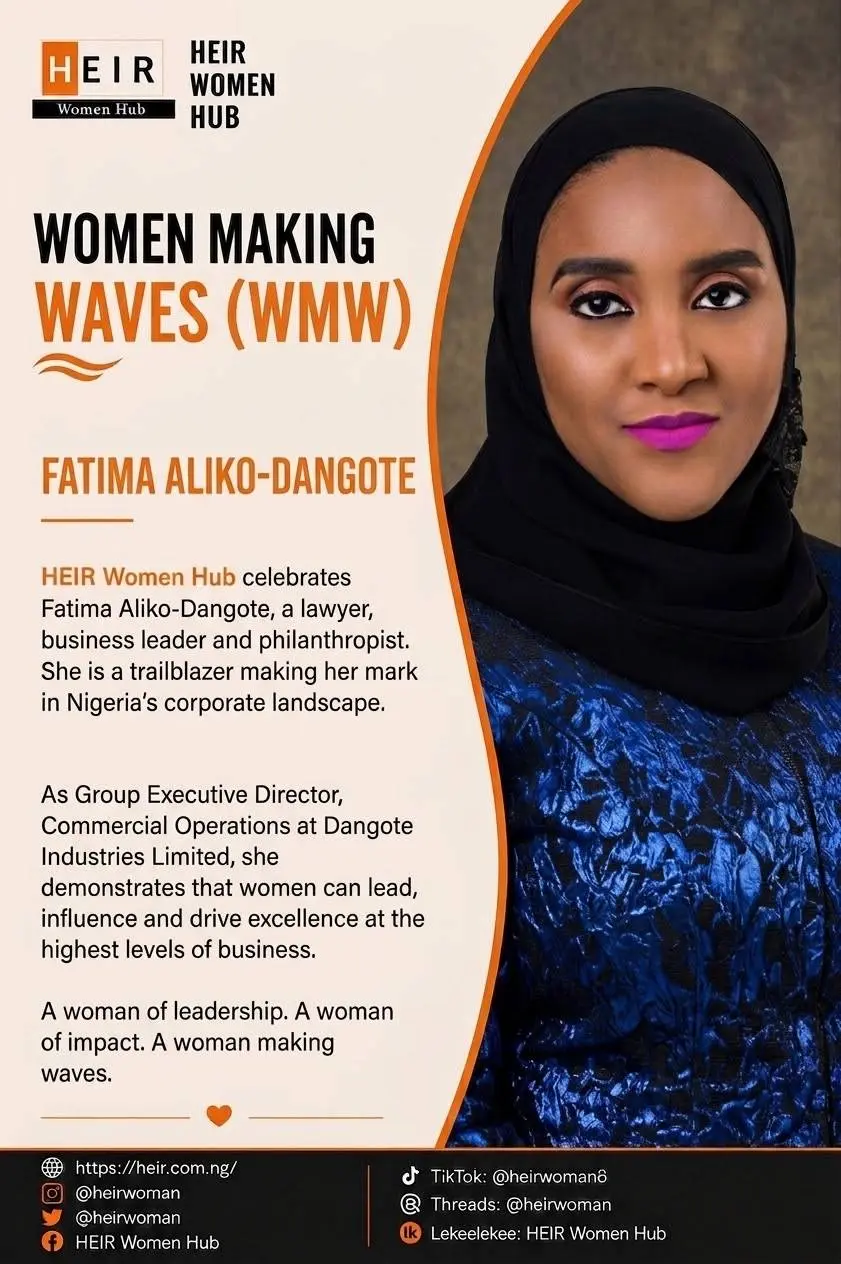 WOMEN MAKING WAVES ✨
Meet Fatima Aliko-Dangote — a lawyer, business leader and philanthropist maki...