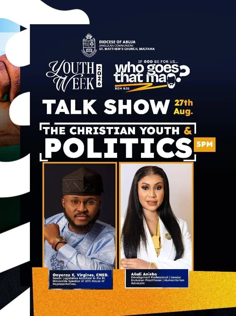 TODAY! 🗣️🔥

The Christian Youth & Politics Talk Show is happening today!

📅 27th August | ⏰ 5PM...