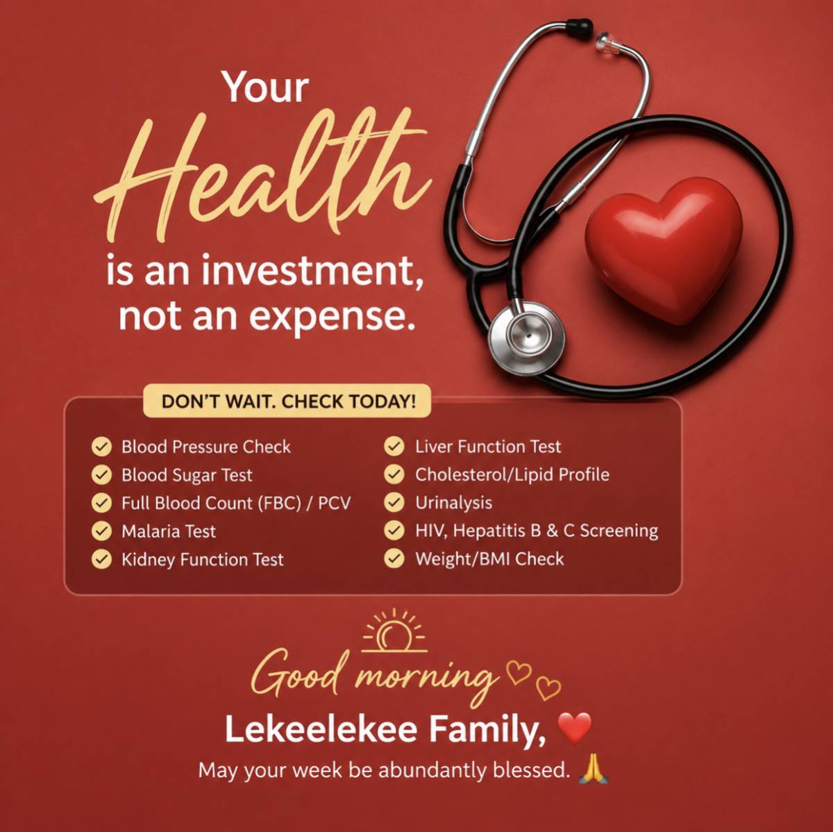 Have you gone for a medical check-up this year? 🩺
Some illnesses enter quietly, show little or no...