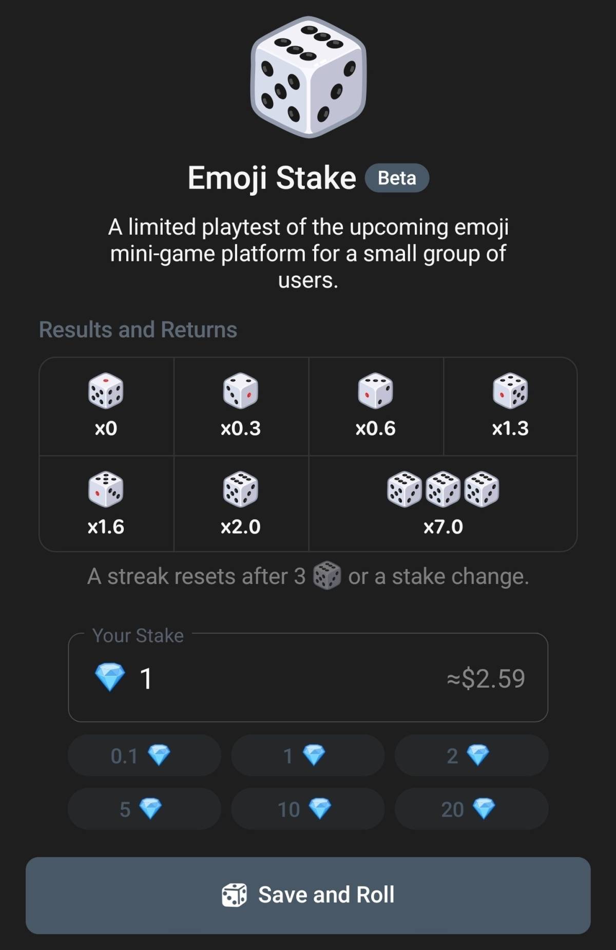 ๐ Telegram has launched a new dice emoji mini-game with TON betting