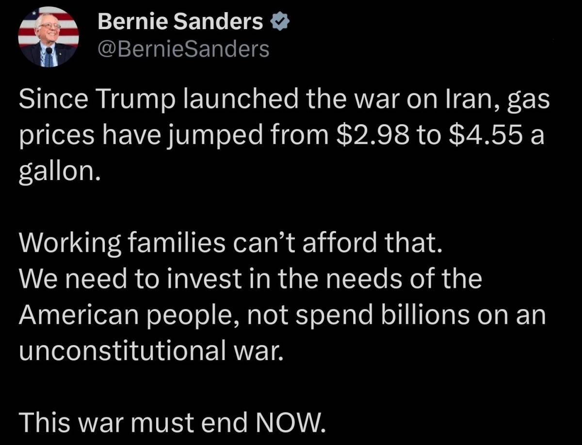 ❕ Bernie Sanders, US Senator:
"Since Trump launched the war on Iran, gas prices have jumped from $...