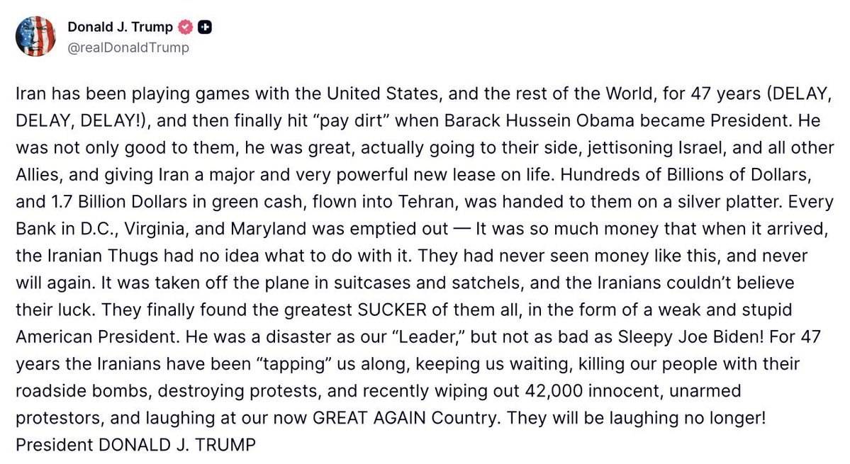 ⚡️ JUST IN: Trump releases a statement on Iran.